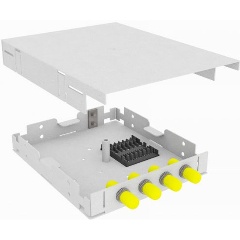 Изображение товара Кросс оптический TopLAN, настенный, 4 ST/UPC адаптера, MM (50/125), укомплектованный (КРНМ-Top-04ST/U-OM2-GY)