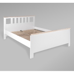 Изображение товара Двуспальная кровать ГУД ЛАКК Сага 160x200 белая/ясень из экологичного ЛДСП