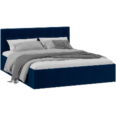 Изображение товара Кровать ТРИЯ Эмма с мягкой обивкой и заглушиной (1600) с ПМ Велюр Confetti Blue