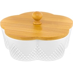 Изображение товара Банка фарфоровая для печенья круглая рельефная Elan Gallery "Цветок Ромбики" 900 мл (540488)