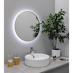 Изображение товара Зеркало с подсветкой круглое 60х60 см золото-сатин