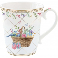 Изображение товара Кружка Easy Life "Spring Bloom" 275 мл., фарфор P, белая, Корзина с цветами (EL-R1171/SPBL)