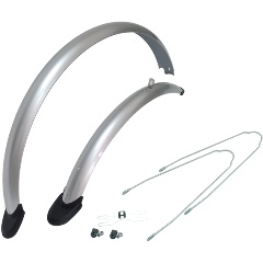 Изображение товара Крылья велосипедные ПВХ с одинарными стойками 58мм 26" серебристые