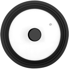 Изображение товара Универсальная стеклянная крышка Appetite 20 22 24 см с силиконовым ободком черная