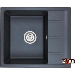 Изображение товара Кухонная мойка EMAR EMQ-1580.Q Морион кварцевый композит прямоугольная с крылом