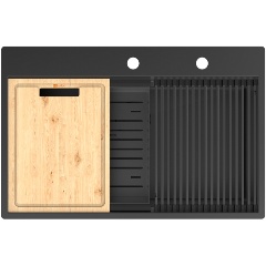 Изображение товара Кухонная мойка Lemark IORDANA 780, черный (в комплекте: ролл-мат, коландер, разделочная доска)