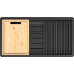 Изображение товара Кухонная мойка Lemark TABAGA 820, черный (в комплекте: ролл-мат, коландер, разделочная доска)