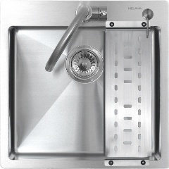 Изображение товара Кухонная мойка R5050H MELANA ProfLine 3,0/200 САТИН врезная квадратная в комплекте с дозатором и коландером