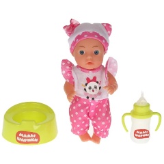 Изображение товара Пупс КАРАПУЗ Малышарики Пандочка 15 см с бутылочкой и горшком, развивающая игрушка для малышей