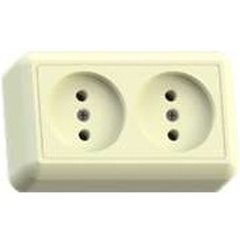 Изображение товара Розетка Кунцево-Электро 2-м ОП Оптима РА10-373 10А IP20 без заземл. с монтаж. пластиной слоновая кость, 8037