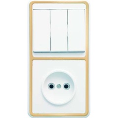 Изображение товара Блок Кунцево-Электро БКВР-039 Бэлла (3-кл. выкл. + Розетка) зол., 5840