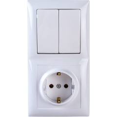 Изображение товара Блок Кунцево-Электро СП БКВР-412 Селена 2-кл. выкл. и розетка белый