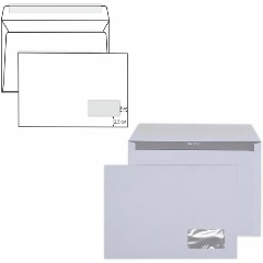 Изображение товара Конверты КУРТ С4 (229х324 мм) ПРАВОЕ ОКНО, отрывная лента, 90 г/м2, КОМПЛЕКТ 500 шт., внутренняя запечатка, 121102