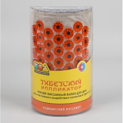 Изображение товара Массажный валик Тибетский аппликатор (аппликатор Кузнецова) для шеи, магнитные вставки, чёрный лён, желтый