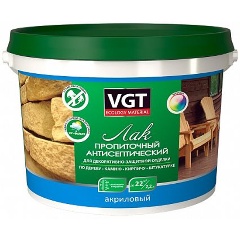 Изображение товара Лак пропиточный с антисептиком для дерева и камня VGT, акриловый, 2,2 кг, ореховое дерево
