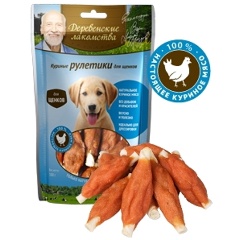 Изображение товара Лакомство ДЕРЕВЕНСКИЕ ЛАКОМСТВА куриные рулетики для щенков 90 гр