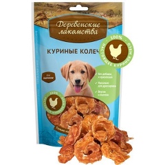 Изображение товара Лакомство ДЕРЕВЕНСКИЕ ЛАКОМСТВА мясные куриные колечки для щенков 100 гр