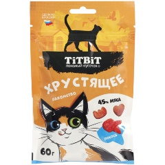 Изображение товара Лакомство для кошек TitBit хрустящее с лососем, 60 г