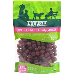 Изображение товара Лакомство для собак TitBit Крокеты с говядиной для собак всех пород 370 г - XXL выгодная упаковка