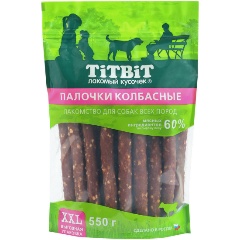Изображение товара Лакомство для собак TitBit Палочки колбасные для собак всех пород 550 г - XXL выгодная упаковка