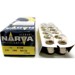 Изображение товара Лампа автомобильная NARVA R10W BA15d 24V, 1шт, 173223000