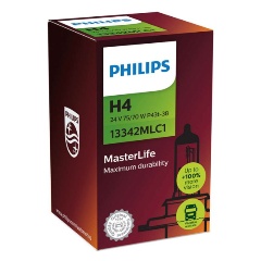 Изображение товара Лампа автомобильная PHILIPS MasterLife H4 75/70W P43t-38 24V, 1шт, 13342MLC1