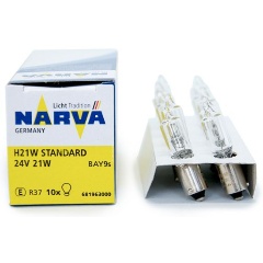 Изображение товара Лампа автомобильная NARVA Halogen T21W (BAY9s) 24V, 1шт, 681963000