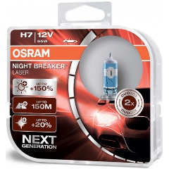Лампа галогенная OSRAM H7 Night Breaker Laser 12V 55W, 2шт., 64210NL-HCB (пу.2) Изображение 1 - купить в интернет магазине с доставкой, цены, описание, характеристики, отзывы