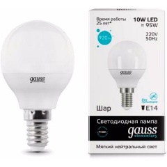 Изображение товара Светодиодные лампы Gauss Elementary Globe 10W E14 4100K 10 шт