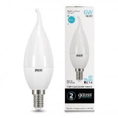 Изображение товара Светодиодная лампа Gauss LED Elementary Свеча на ветру 6W E14 450lm 4100K (упаковка 10 шт)