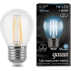 Изображение товара Светодиодная лампа Gauss LED Filament Globe E27 7W 4100K (упаковка 10 шт)