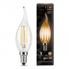 Изображение товара Светодиодная лампа Gauss Filament свеча на ветру E14 11W 720lm 2700K комплект 10 шт.