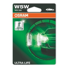 Изображение товара Лампа автомобильная OSRAM Ultra Life W5W W2.1x9.5d 12V, 2шт, 2825ULT-2BL