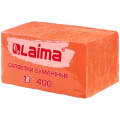 Изображение товара Салфетки ЛАЙМА бумажные 400 шт., 24х24 см, "Big Pack", оранжевые, 100% целлюлоза, LAIMA, 114729