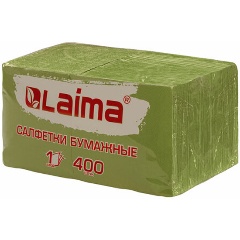 Изображение товара Салфетки ЛАЙМА бумажные 400 шт., 24х24 см, "Big Pack", зелёные, 100% целлюлоза, LAIMA, 114728