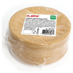 Изображение товара Тарелка одноразовая крафт бумажная 180 мм, КОМПЛЕКТ 100 штук, LAIMA ECO CRAFT, 608087