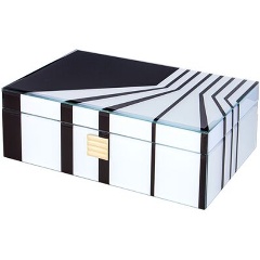 Изображение товара Стильная шкатулка из МДФ и стекла 28х18х10 см для хранения украшений