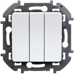 Изображение товара Выключатель Legrand INSPIRIA трехклавишный, 10 AX - 250 В, белый, 673640