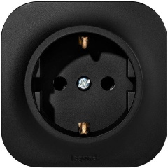 Изображение товара Розетка электрическая с заземлением Legrand Quteo (черный матовый), 782472
