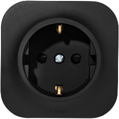 Изображение товара Розетка электрическая со шторками с заземлением Legrand Quteo (черный матовый), 782476