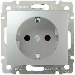 Изображение товара Розетка Legrand Valena CLASSIC скрытая с заземлением алюминий 770120