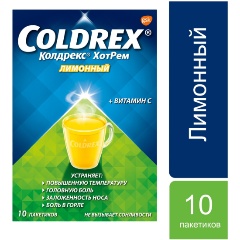Изображение товара Лекарственное средство Колдрекс ХотРем SMITH KLINE BEECHAM порошок приготовления раствора для внутреннего приема № 10 лимон-мед