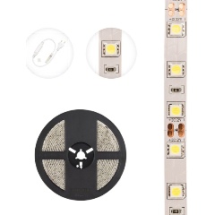 Изображение товара Светодиодная лента LAMPER 12В, SMD5050, 14,4Вт/м, 60 LED/м, 6500К, 10мм, 5м, для БП с клеммами, IP20 (141-2024)
