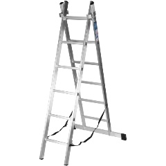 Изображение товара Лестница РемоКолор двухсекционная, универсальная, алюминиевая, 6 ступеней, 63-2-006