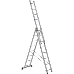 Изображение товара Лестница трехсекционная алюминиевая 3х8 ступеней TOPFORT