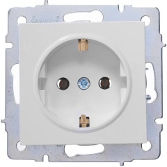 Изображение товара Розетка LEZARD 1-м СП Vesna с заземл. ПБТ механизм бел., 742-0288-122B