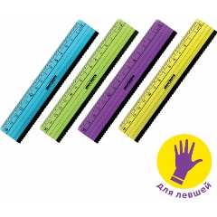 Изображение товара Линейка пластик 15 см ЮНЛАНДИЯ "НЕОНЧИКИ", ассорти, с волнистым краем, для левшей, 210733