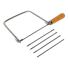 Изображение товара Лобзик ручной КОБАЛЬТ пилка 170 мм, размер лобзика 180 х 310 мм, рукоятка из бука, 5 лезвий в комплекте (917-605)