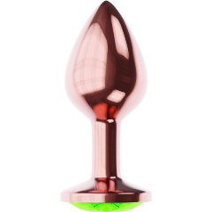 Изображение товара Анальная пробка LOLA TOYS цвета розового золота с лаймовым кристаллом Diamond Emerald Shine S - 7,2 см.