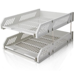 Изображение товара Лоток для бумаг горизонтальный Deli E9208 набор 2шт на металл.стерж серый